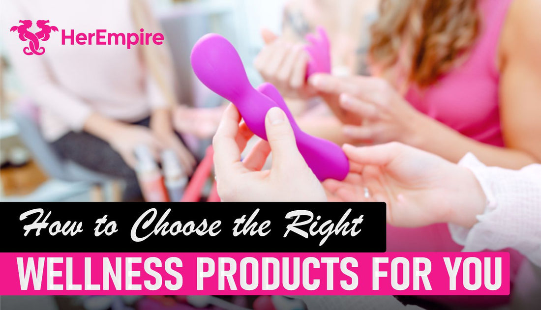 Choosing the Right wellness product by a women holding a pink vibrator 