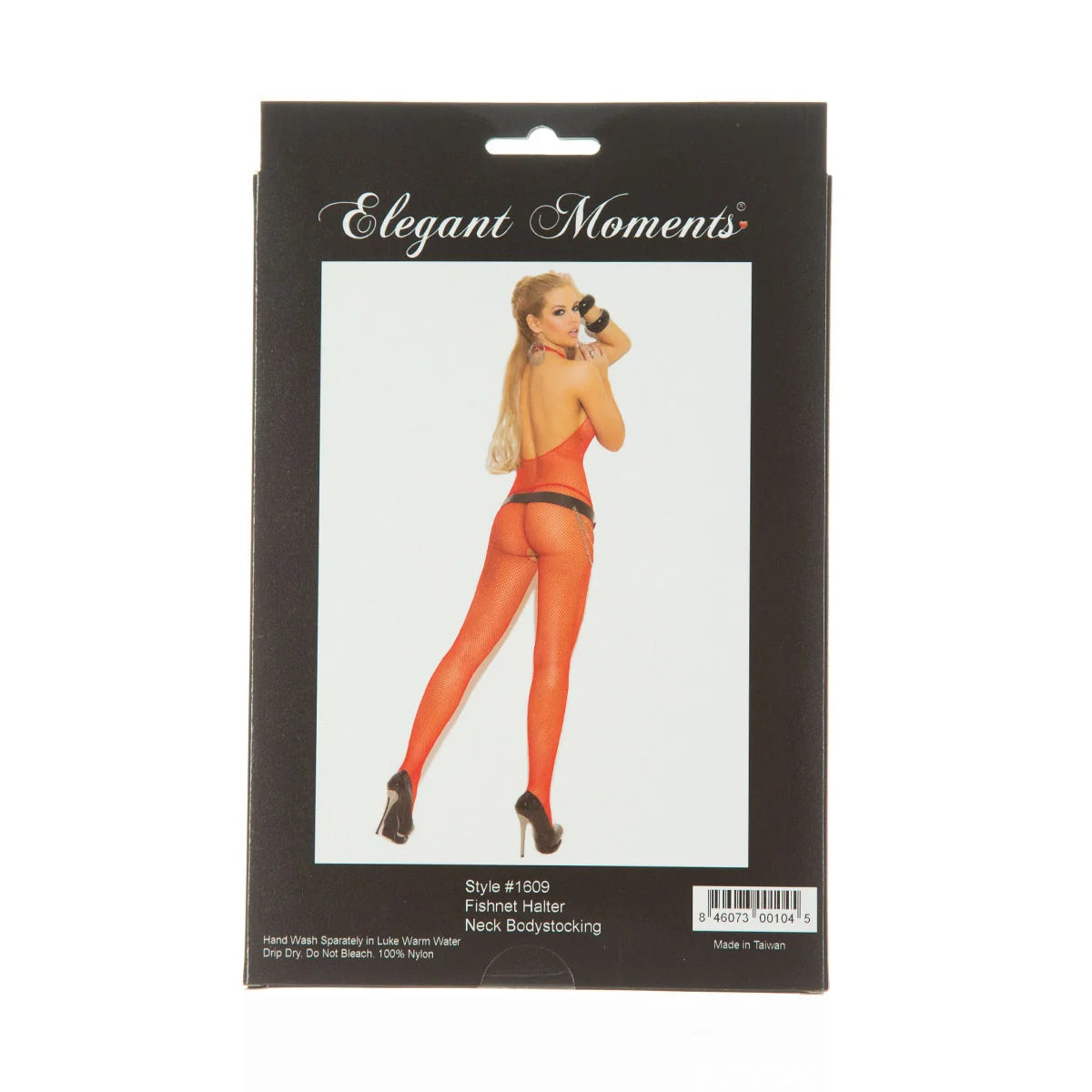 Halter Neck Fishnet Bodystocking in red box from front 