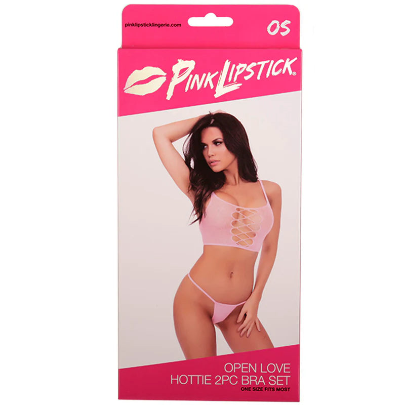 Pink Lipstick Open Love Hottie 2 Piece Bra Set – One Size