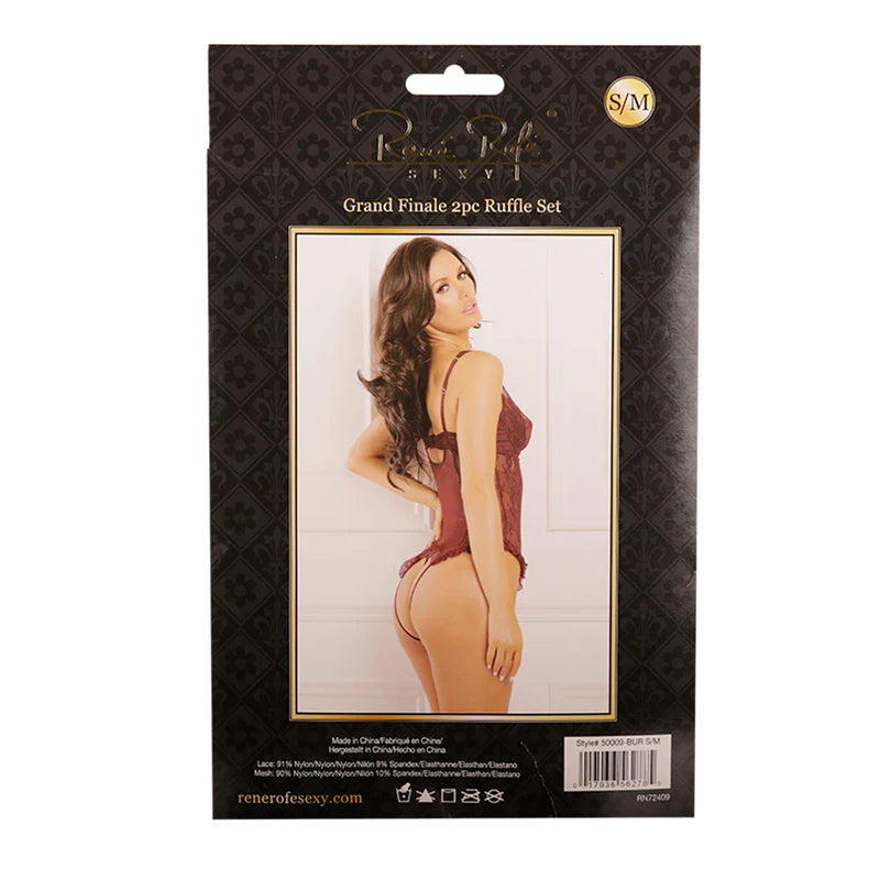 Rene Rofe Grand Finale 2 Piece Ruffle Teddy - Size S/M