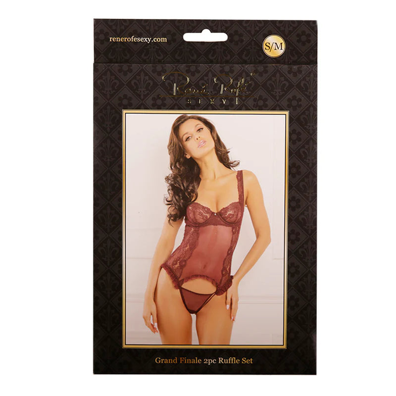 Rene Rofe Grand Finale 2 Piece Ruffle Teddy - Size S/M