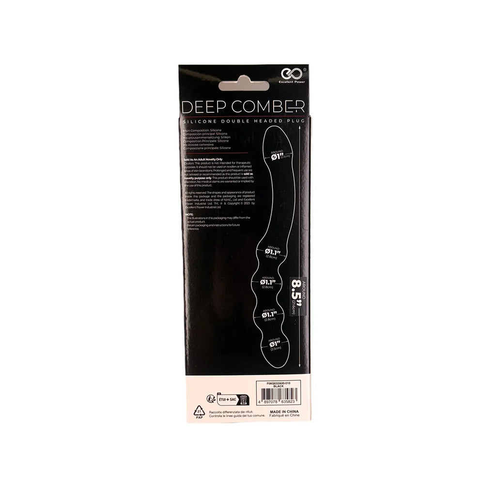 NMC Deep Comber — Plug à deux extrémités en silicone, 8,5 po, noir