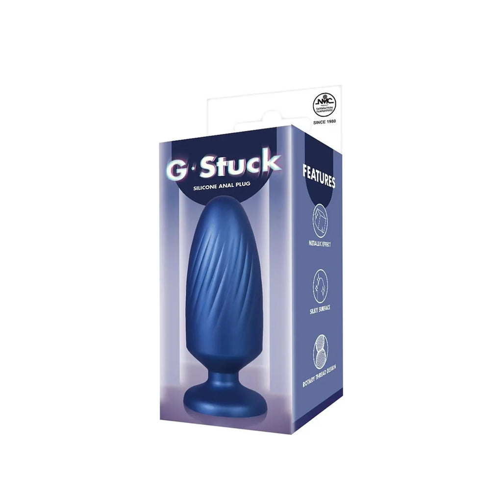 NMC G-Stuck — Plug anal en silicone, bleu métallisé