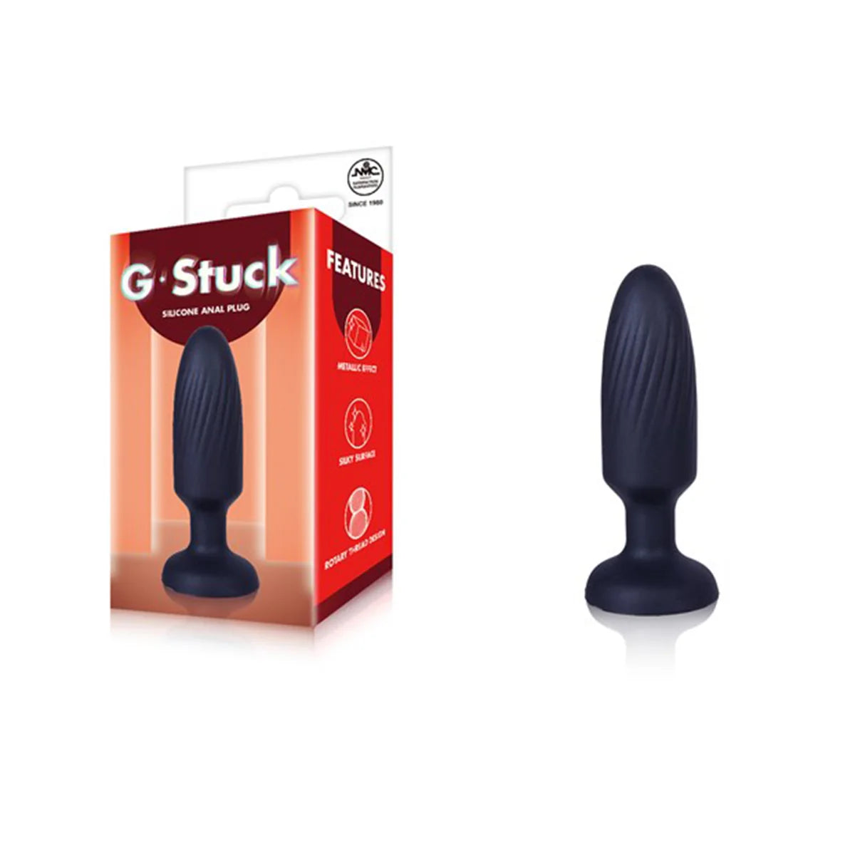 NMC G-Stuck — Plug anal en silicone, noir métallisé