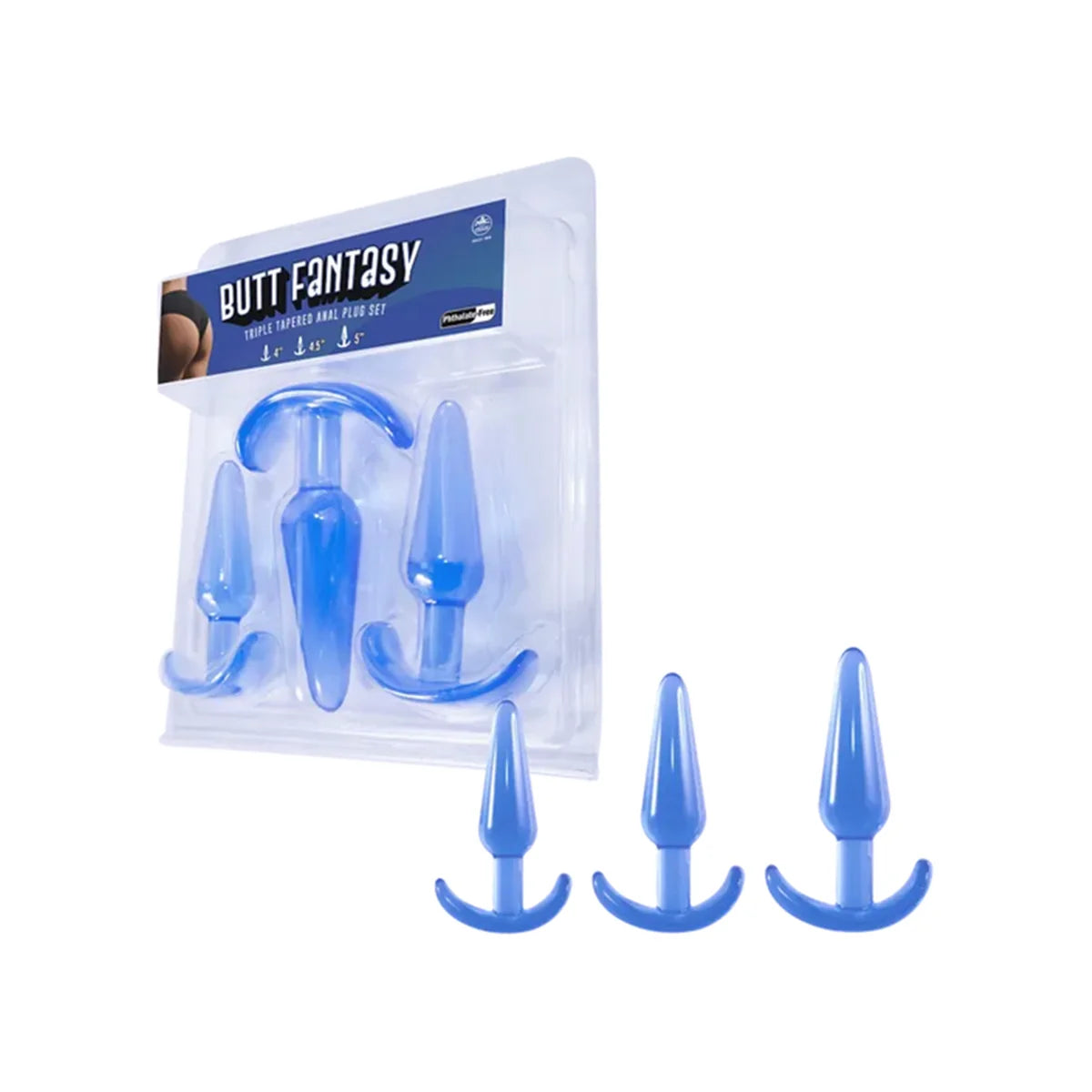 NMC Butt Fantasy — Ensemble de trois plugs anaux effilés, bleu