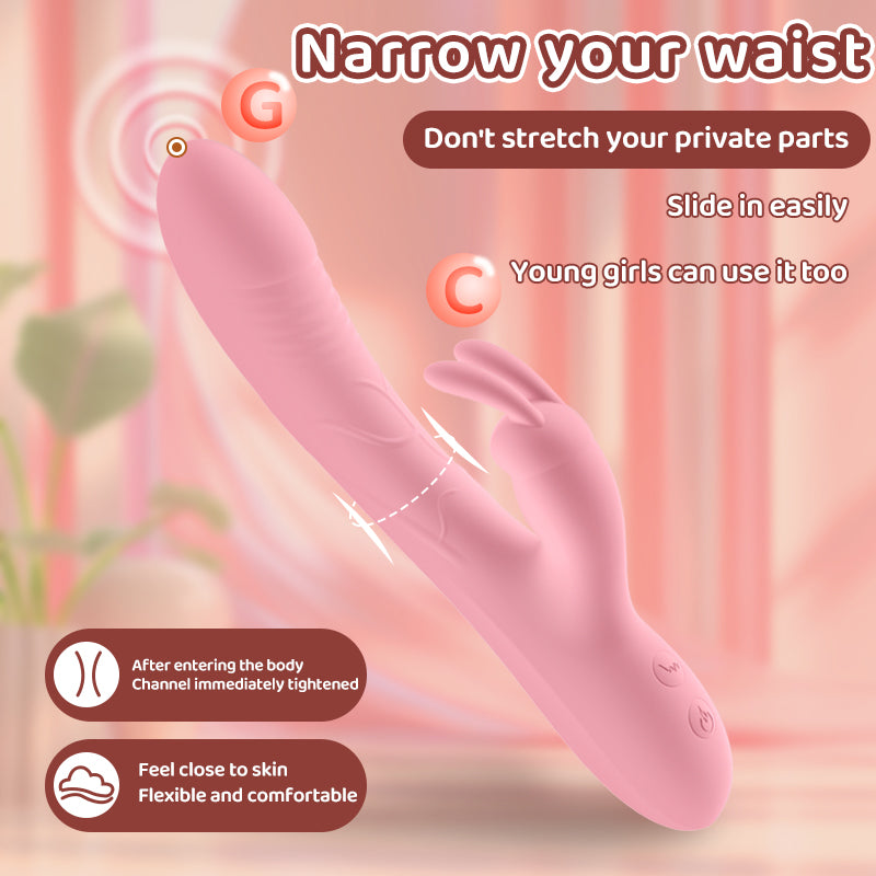 Rabbit vibrator with text on a pink background
