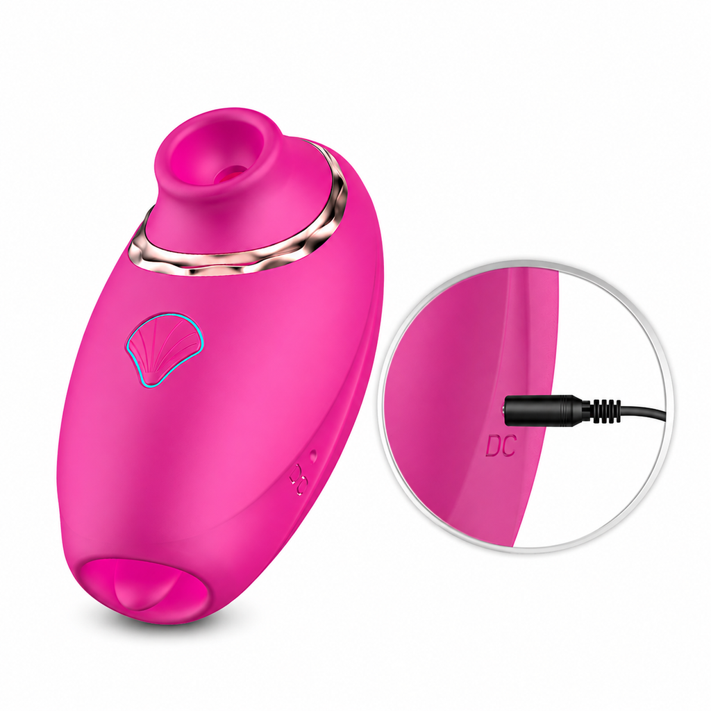 Sucker and Licker in pink with charging cable inserted 