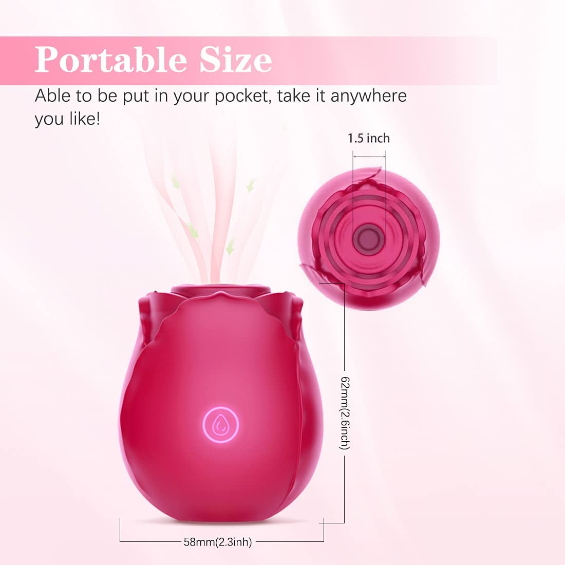 Rose Vibrator in Red color and the size of Vibrator is showen 