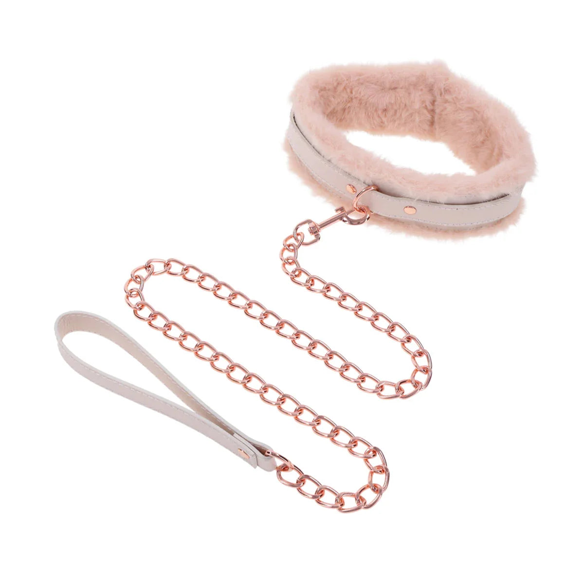 SportSheets Sex & Mischief Peaches - Cream Fur Collar & Leash