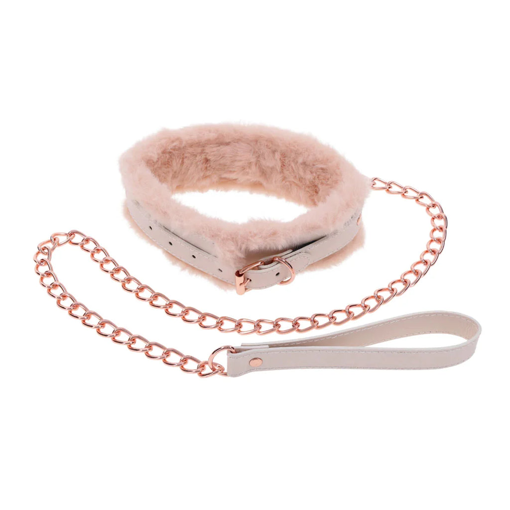 SportSheets Sex & Mischief Peaches - Cream Fur Collar & Leash